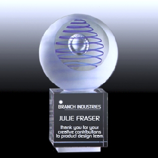 blue orb crystal award