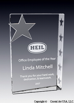 chrome star crystal award plaque