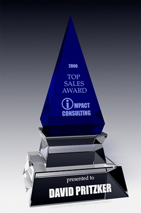 blue impact crystal award