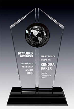 Ambassador Globe crystal plaque