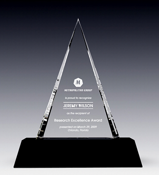 triangle crystal award plaque