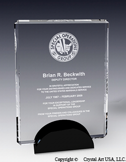 rectangular crystal award plaque