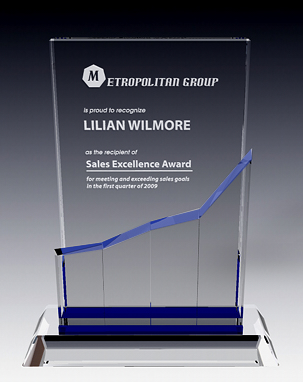 Stellar Growth Linear crystal award plaque