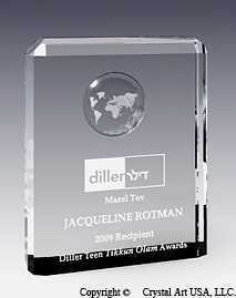 globe menorah crystal award