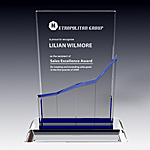 Stellar Growth Linear crystal award plaque